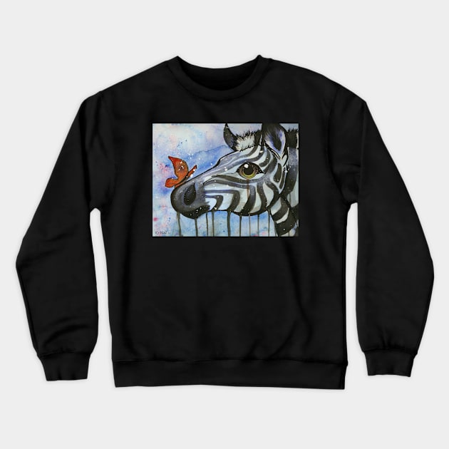 Zebra and Butterfly Crewneck Sweatshirt by Unicornarama